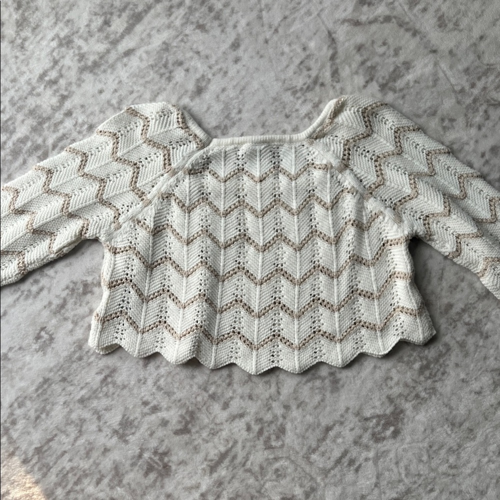 Cream and Tan Knit Sweater - Picture 4 of 6
